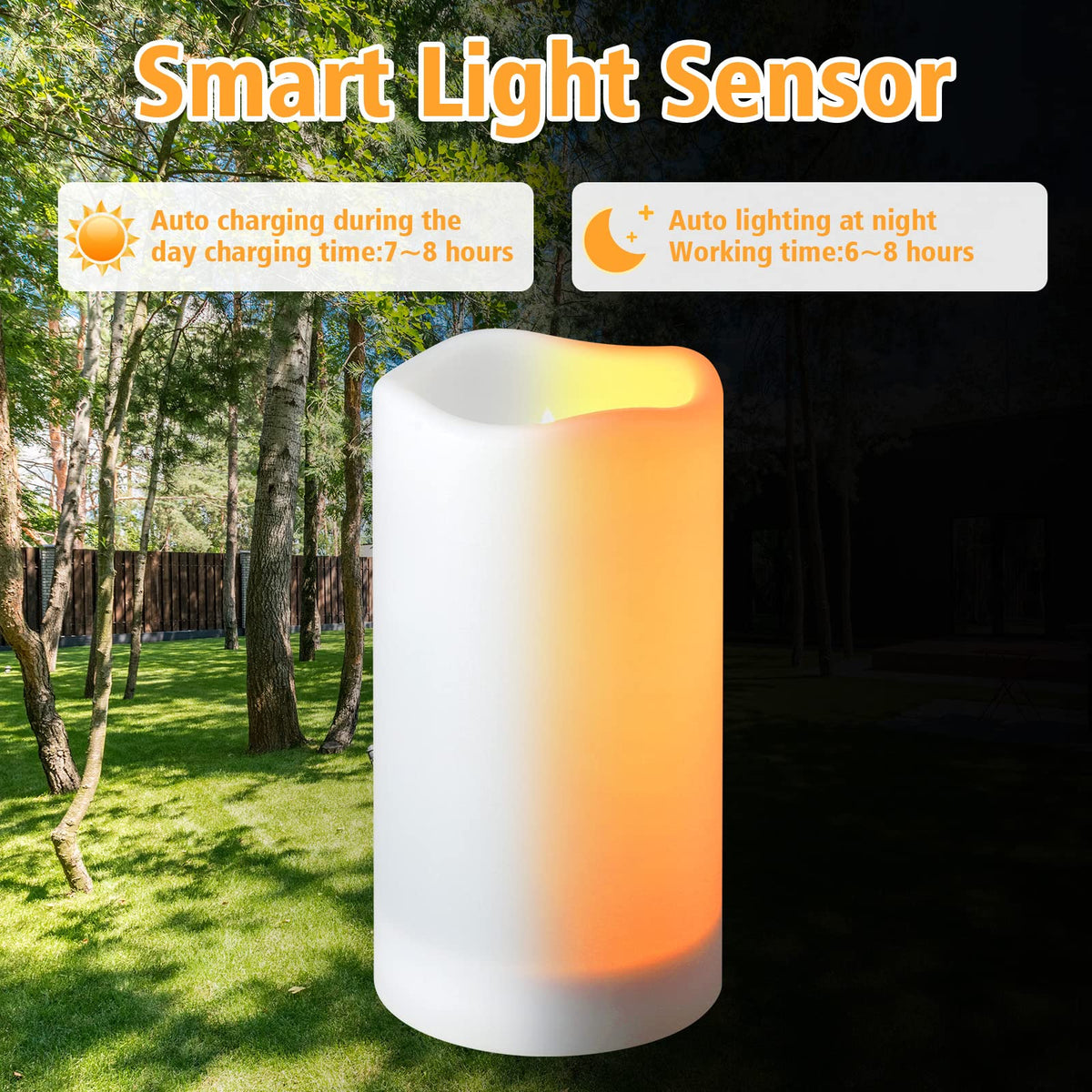 YOROXRG Set of 24 Waterproof Outdoor Flameless Candles, LED Candles with 4 Remote and Timer,(H 4" 5" 6" x D 2.2"),for Christmas,Halloween,Wedding,Festival