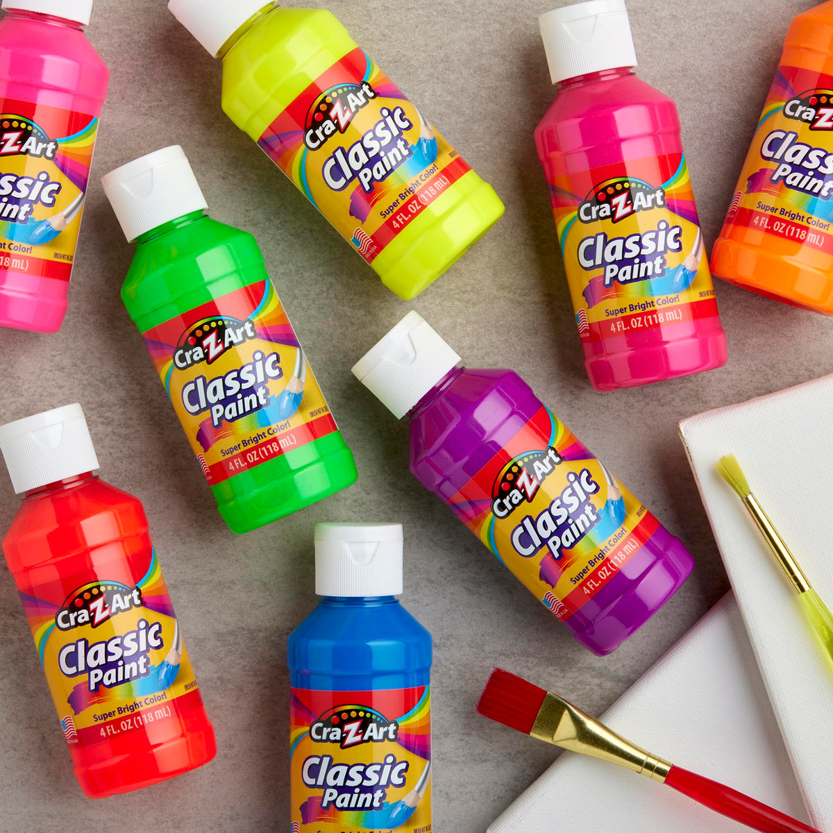 Cra-Z-Art Washable Classic Paint Bulk Pack 8ct, Assorted Colors 4oz each bottle