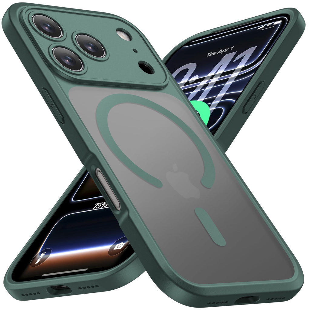 ImpactStrong Magnetic Guard Designed for iPhone 13 Case [Camera Protection] [Military Grade Drop Tested] [Compatible with MagSafe] Slim Translucent Matte Phone Case (6.1") - Black