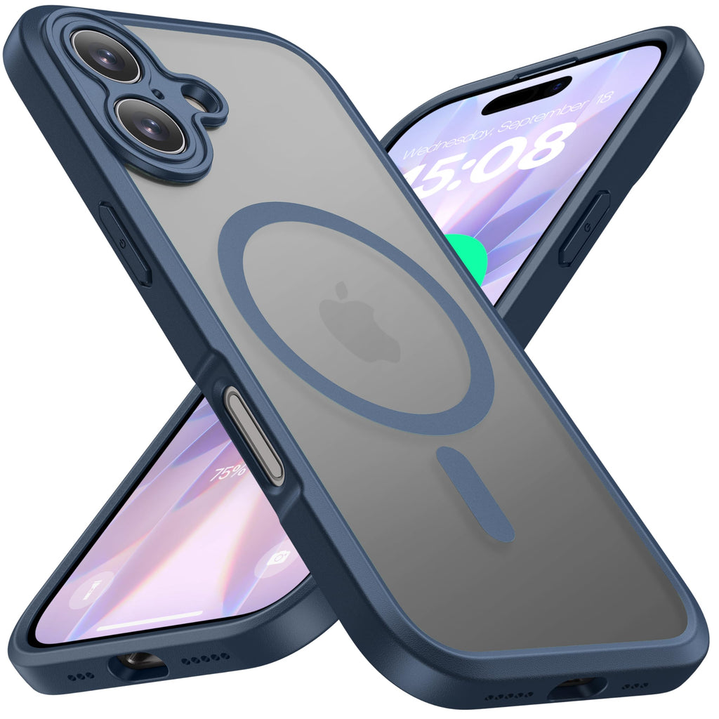 ImpactStrong Magnetic Guard Designed for iPhone 13 Case [Camera Protection] [Military Grade Drop Tested] [Compatible with MagSafe] Slim Translucent Matte Phone Case (6.1") - Black