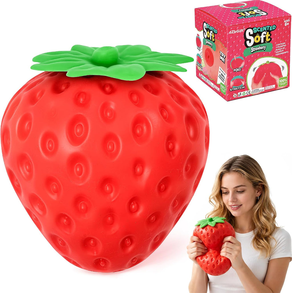 Strawberry Squishy-5.5 Inch Jumbo Slow Rising Squishys,Squeeze Toys,Giant Strawberry Squishy,Soft Fruit squishys,Sensory Toys for Stress Relief, Party Favors Gift for Boys Girls Adults