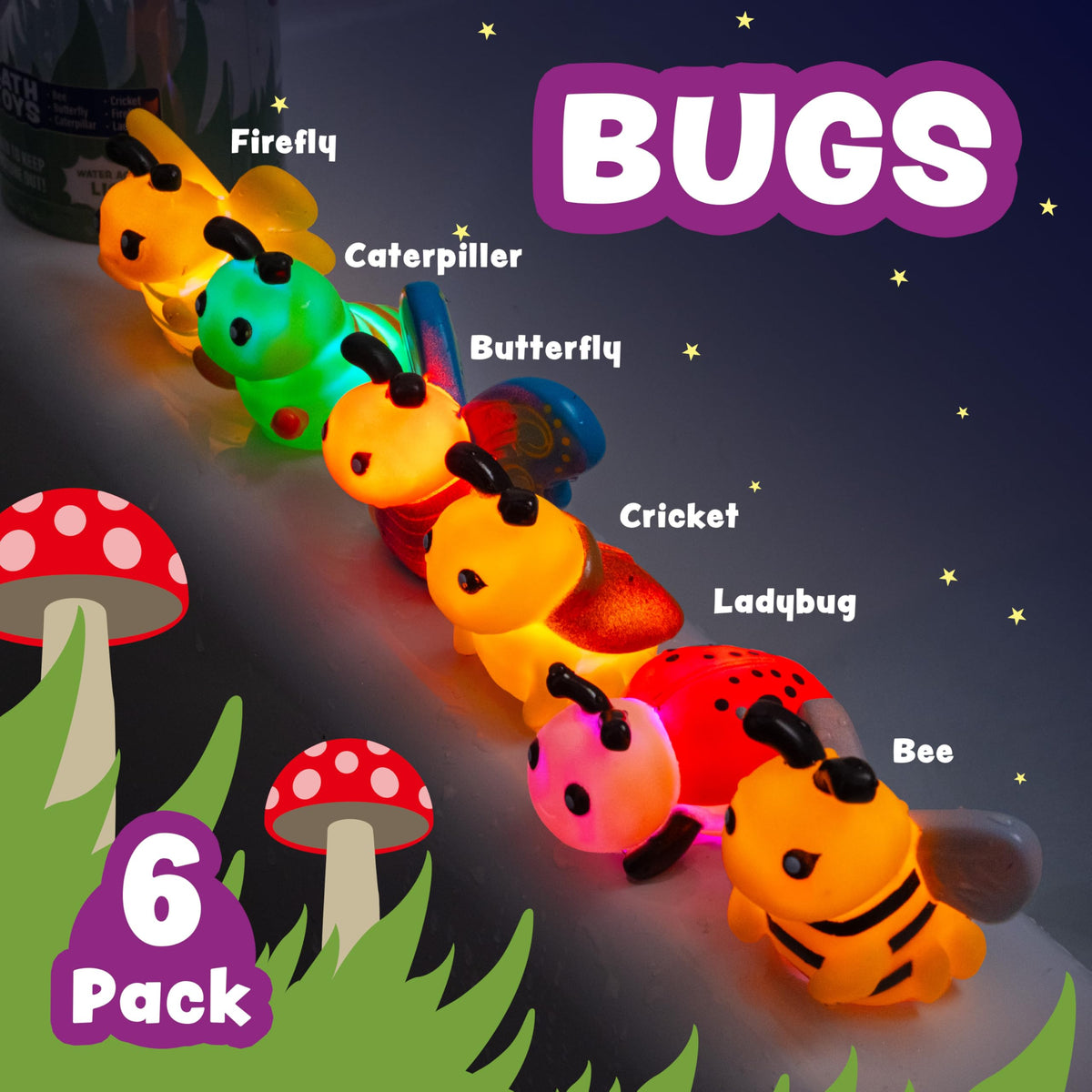 Tub Works® Ocean Rescue™ Vehicles Light Up Bath Toys, 6 Pack | Water-Activated Light Up Toys Flash & Change Color | Easy-Grip Baby & Toddler Bath Toys | Sensory Toys with Bath Lights for Kids Bath