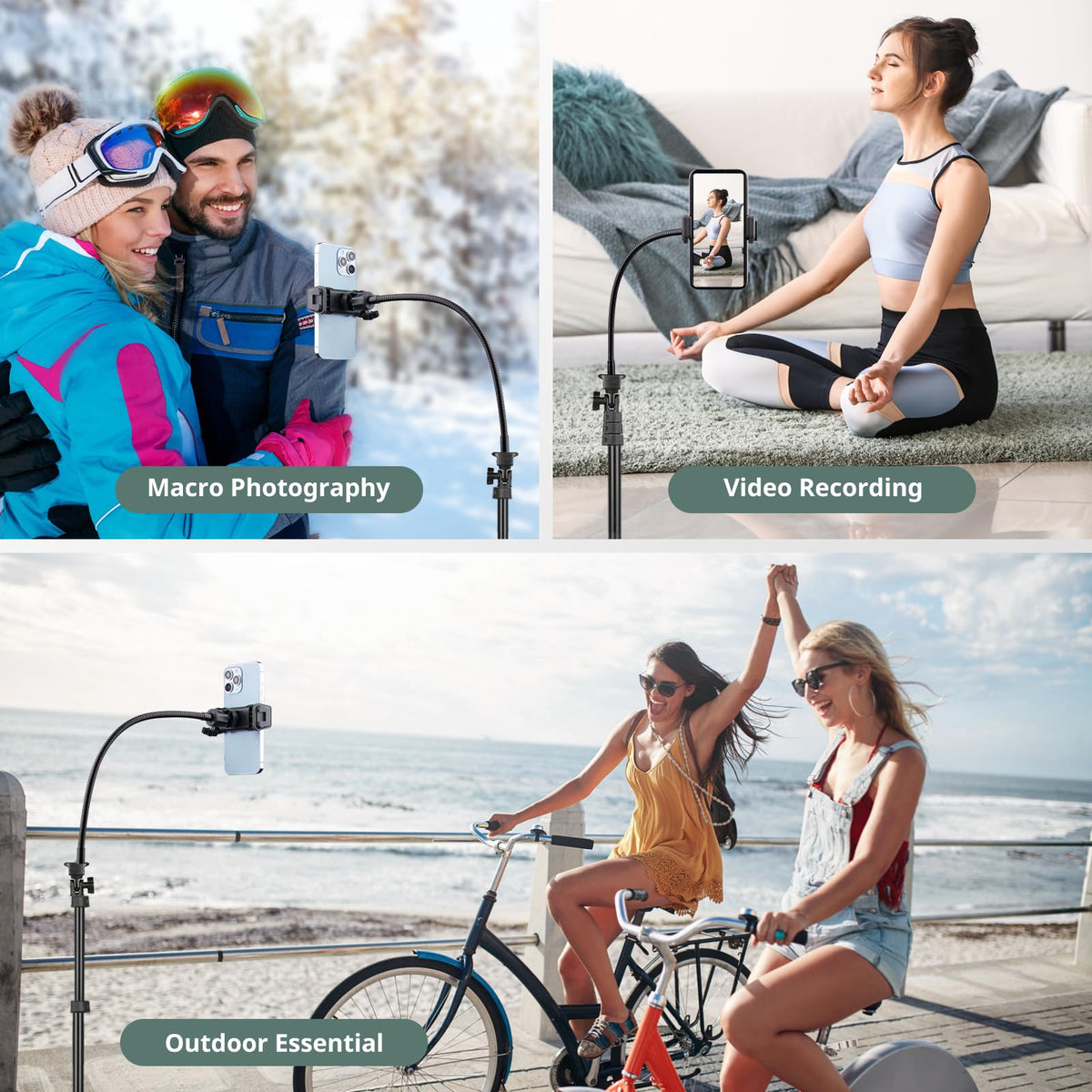 SENSYNE 62" Phone Tripod, Extendable Selfie Stick with Wireless Remote