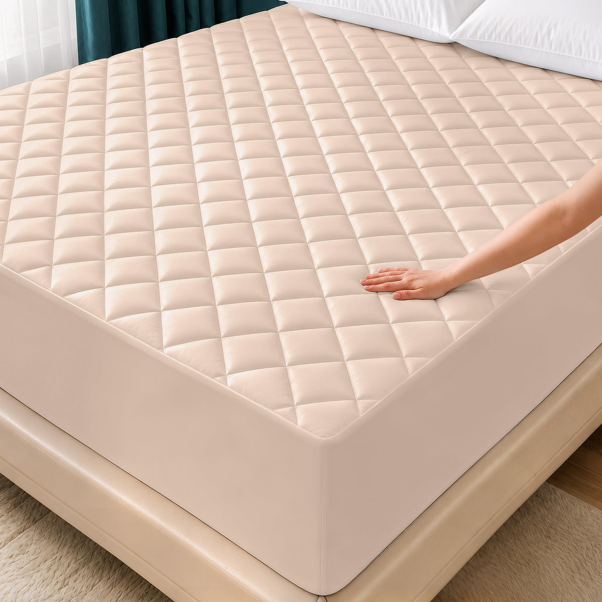 Twin Mattress Pad, Quilted Mattress Protector Topper fits 16" Deep Pocket