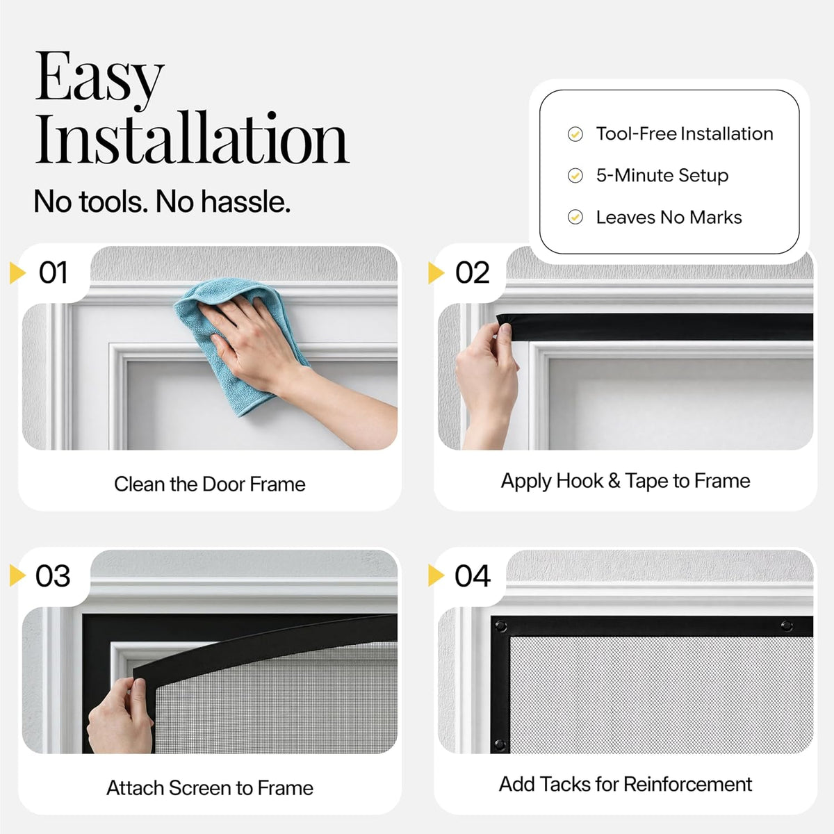 AUGO Magnetic Screen Door - Self Sealing, Heavy Duty, Hands Free Mesh Partition Keeps Bugs Out - Pet and Kid Friendly - Patent Pending Keep Open Feature - 38 Inch x 83 Inch