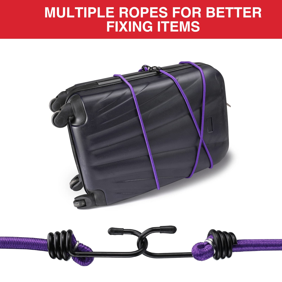 WORKPRO 24" Bungee Cords with Hooks, 4 Pack Heavy Duty Outdoor Bungee Strap