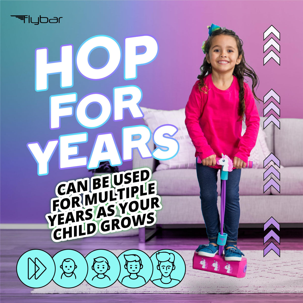 Flybar My First Foam Pogo Jumper for Kids Fun and Safe Pogo Stick, Durable Foam and Bungee Jumper for Ages 3 and up Toddler Toys, Supports up to 250lbs (Blue)