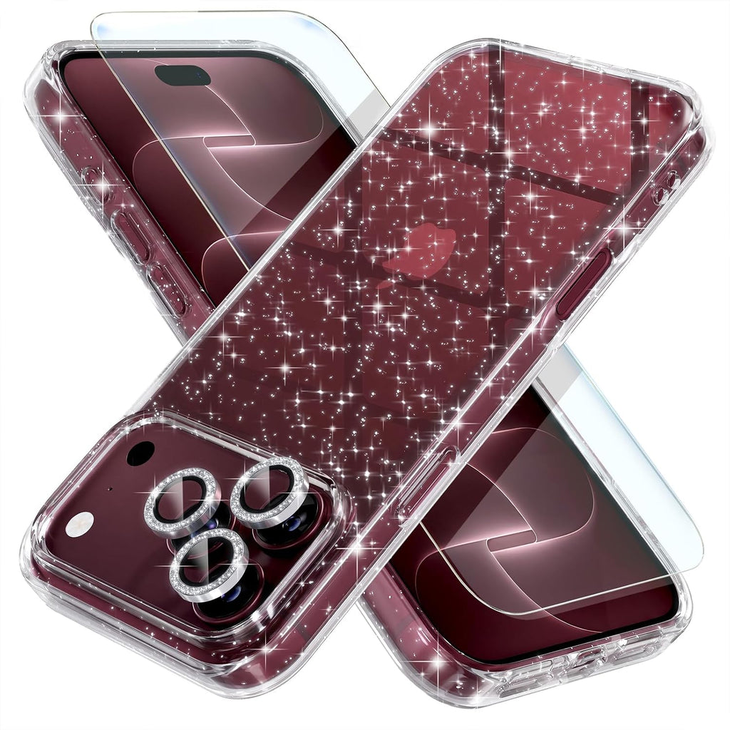 Choiche for iPhone 18 Pro Max Case Clear Women Girly (Glitter Clear)