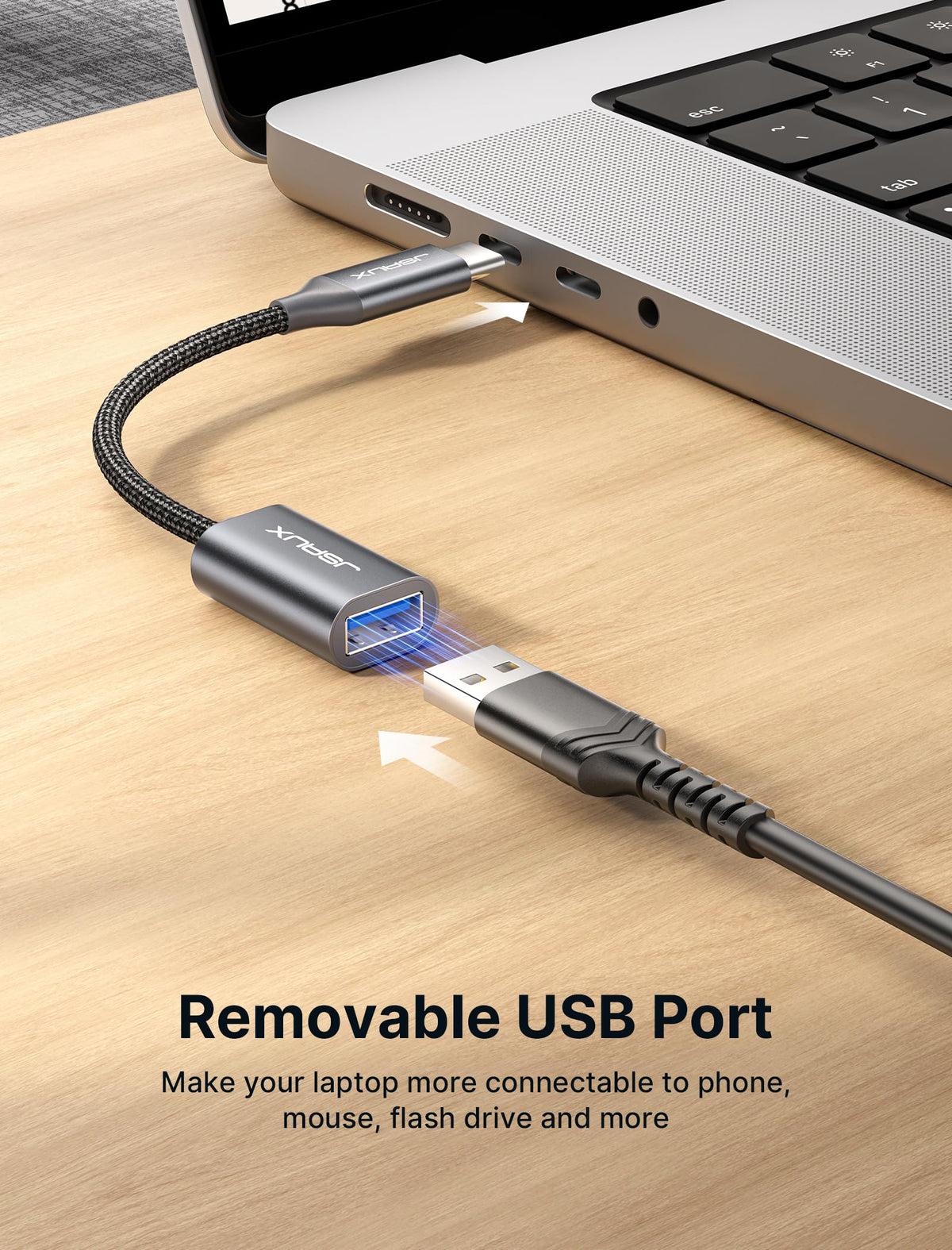 JSAUX USB C to USB 3.0 Adapter [2 Pack], USB C Male to USB Female OTG Cable Adapter Compatible with MacBook Pro/Air, iPhone 18 Pro Max/iPhone Duo‌/Air/17/16/15 Series, Samsung Galaxy S26/S25/S24-Red