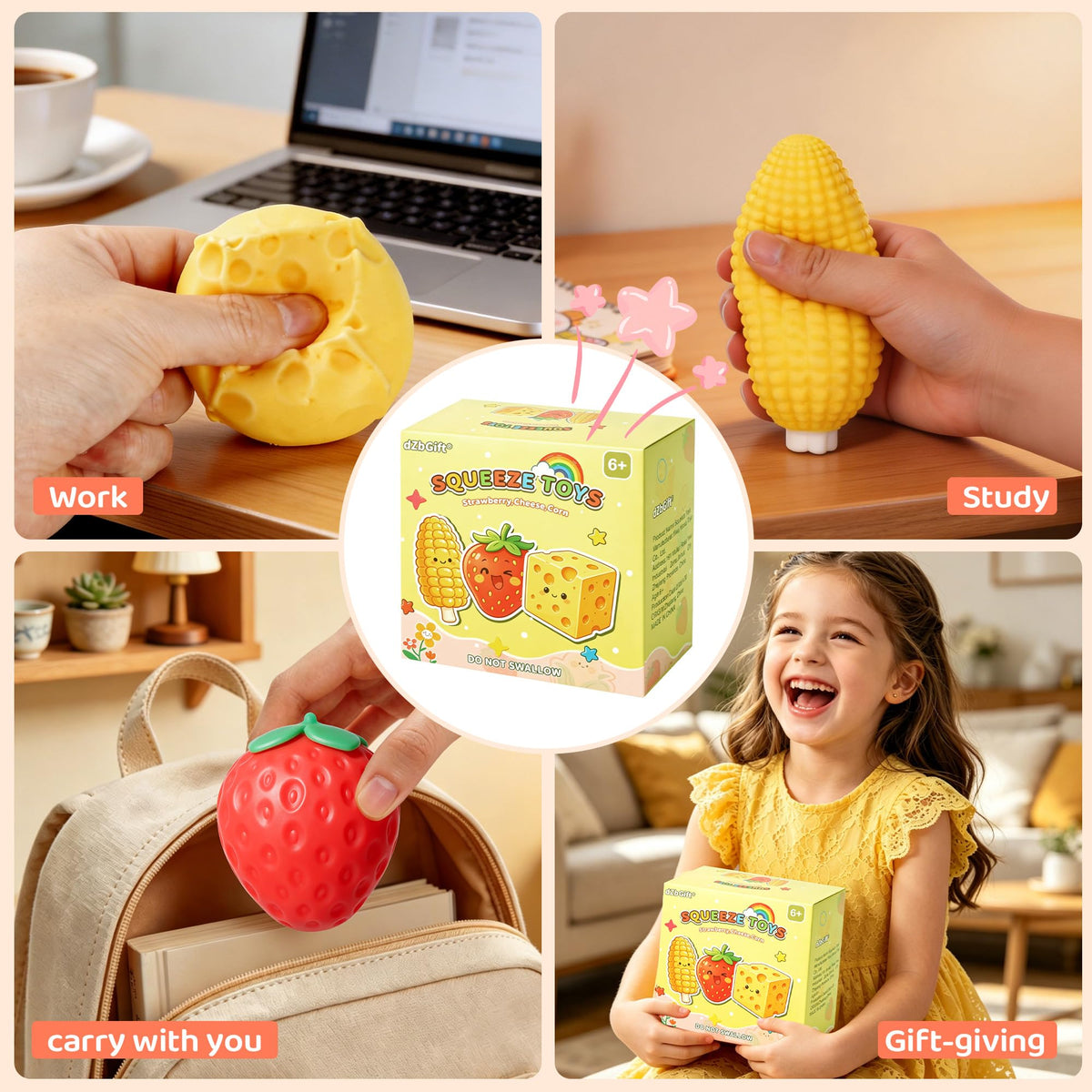 Strawberry Squishy-5.5 Inch Jumbo Slow Rising Squishys,Squeeze Toys,Giant Strawberry Squishy,Soft Fruit squishys,Sensory Toys for Stress Relief, Party Favors Gift for Boys Girls Adults