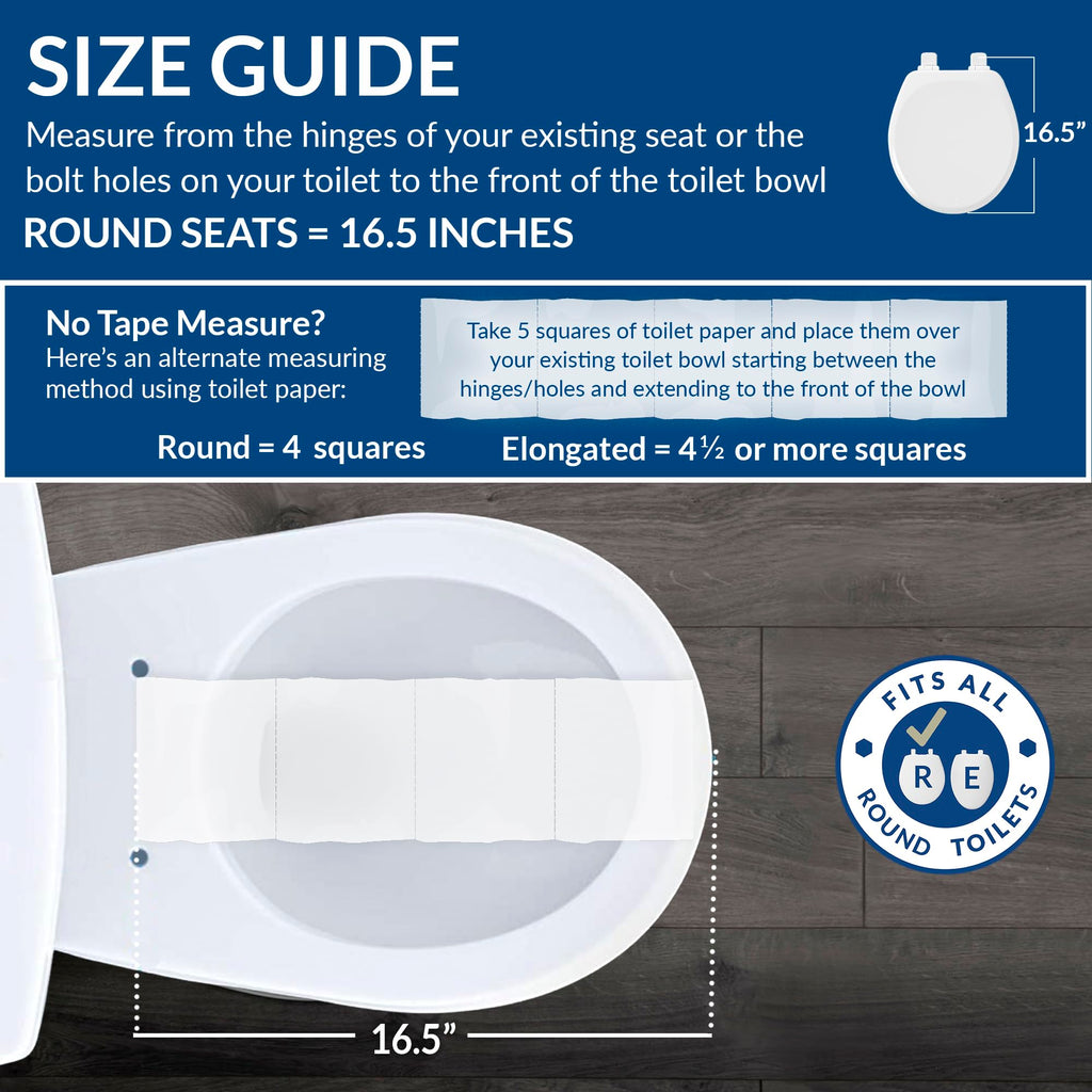 Mayfair Cassel slow close toilet seat, easy clean non-slip premium wood seat, install, made in USA, elongated, white