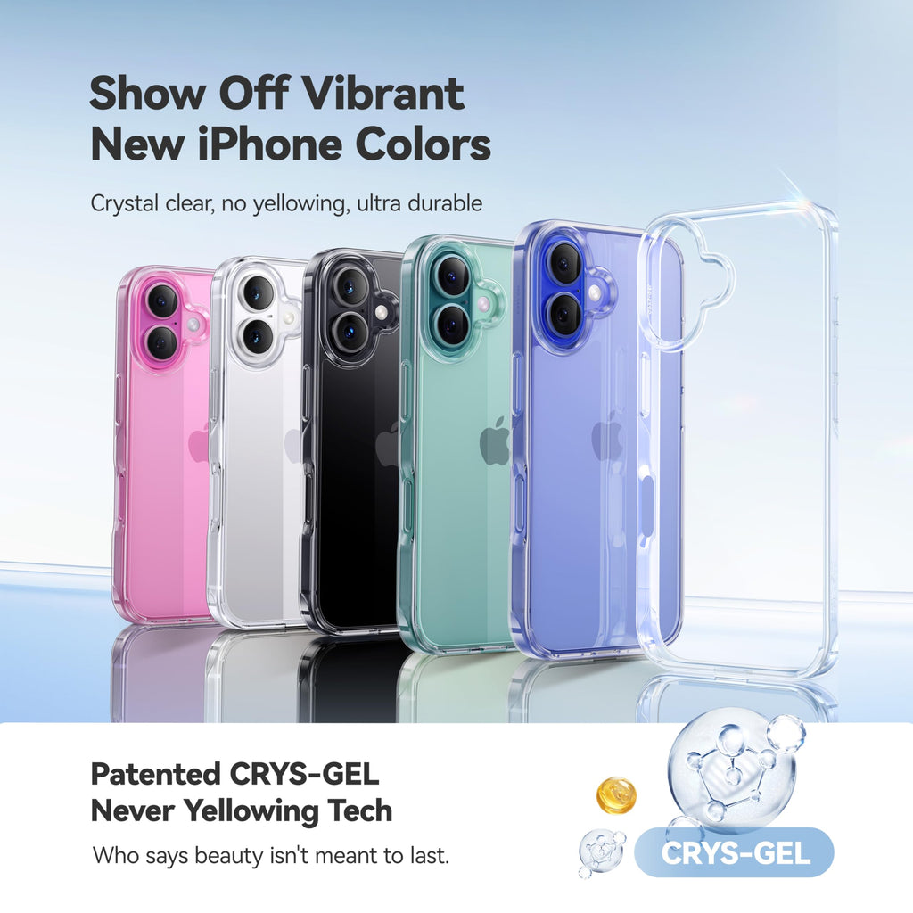 CASEKOO for iPhone 16 Smooth Crystal Clear Case, Patented Anti-Yellow
