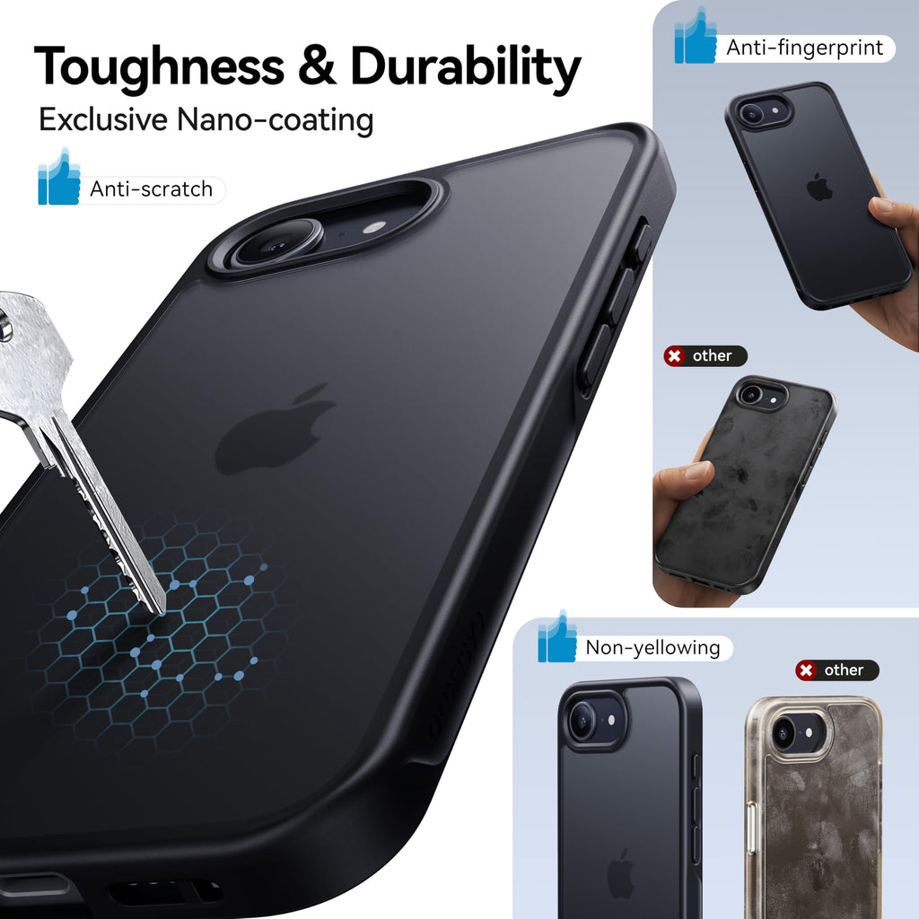 CASEKOO for iPhone 16 Smooth Crystal Clear Case, Patented Anti-Yellow