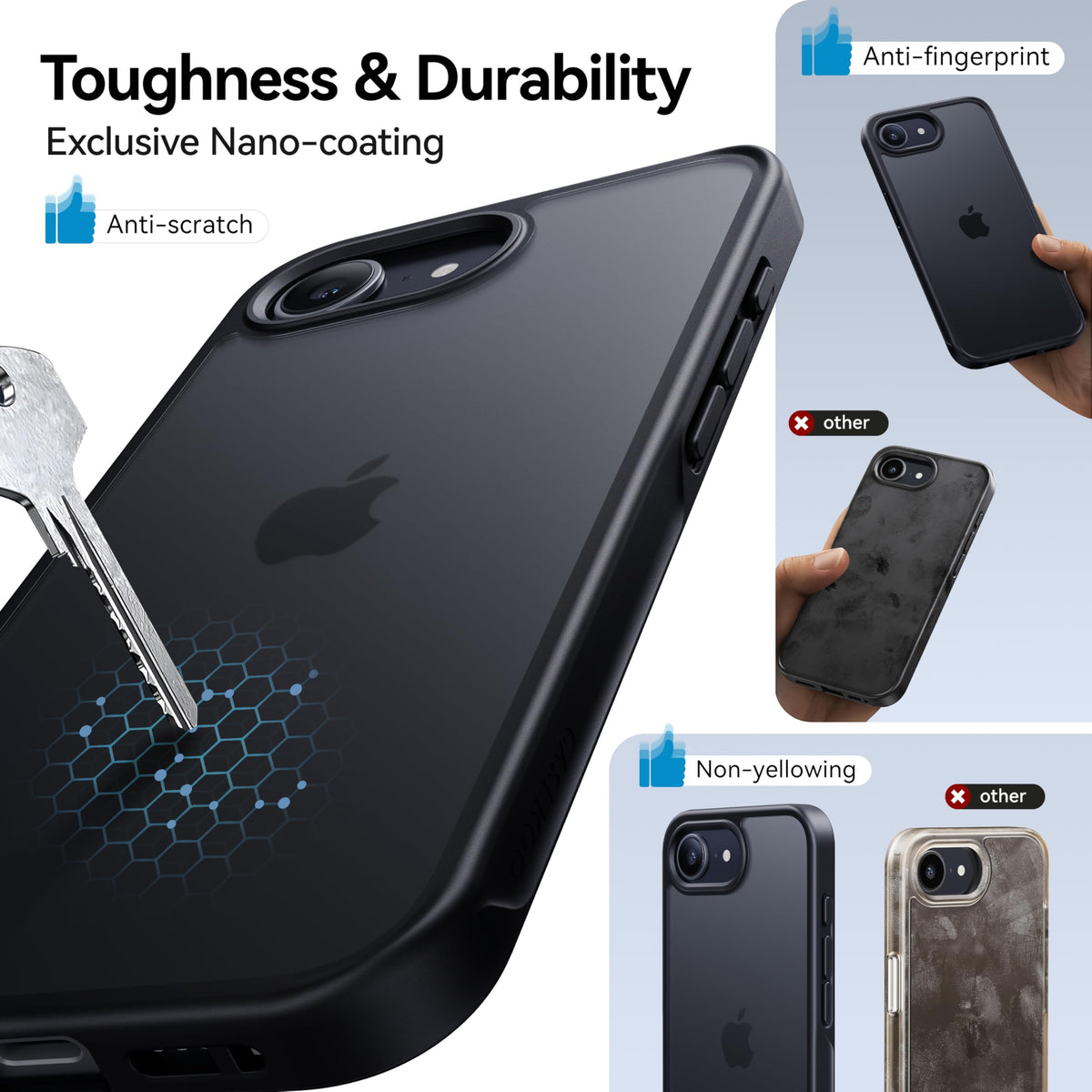 CASEKOO for iPhone 16 Smooth Crystal Clear Case, Patented Anti-Yellow
