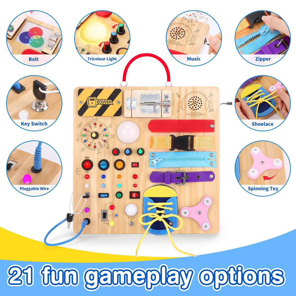 Grarain Busy Board for Toddlers - Montessori Educational Toy for 1-3 Year Old Boys & Girls | Travel-Friendly Sensory Learning Activity | Ideal for Kids with Autism(Unicorn Busy Board v2)