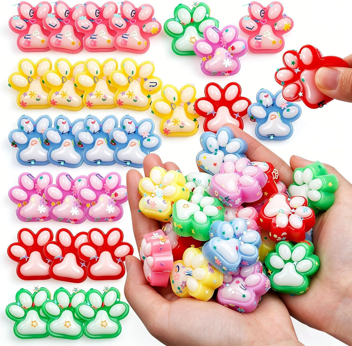 Stress Relief Toy Taba Cat Paw Toys, 24Packs Mini Squeeze Toy Paw, Handmade Soft Cute Sensory Toys, Bouncy Stretchable Springy Relaxation Toys for Children Gifts