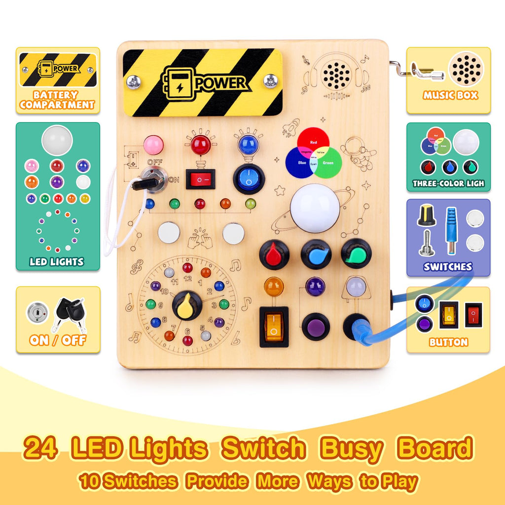 Grarain Busy Board for Toddlers - Montessori Educational Toy for 1-3 Year Old Boys & Girls | Travel-Friendly Sensory Learning Activity | Ideal for Kids with Autism(Unicorn Busy Board v2)