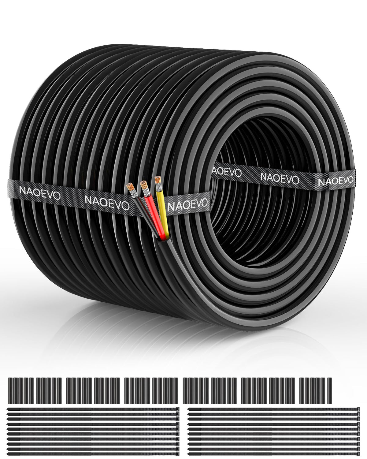 NAOEVO 16 Gauge Wire 4 Conductor, 16 Gauge Automotive Wire 12V Cable, 200FT