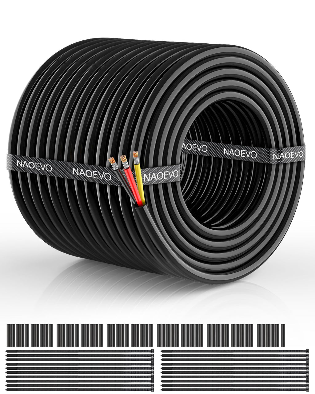 NAOEVO 16 Gauge Wire 4 Conductor, 16 Gauge Automotive Wire 12V Cable, 200FT