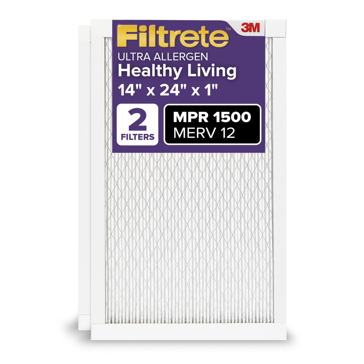 Filtrete 20x25x1 Air Filter, MERV 12, MPR 1500, 2 HVAC Filters