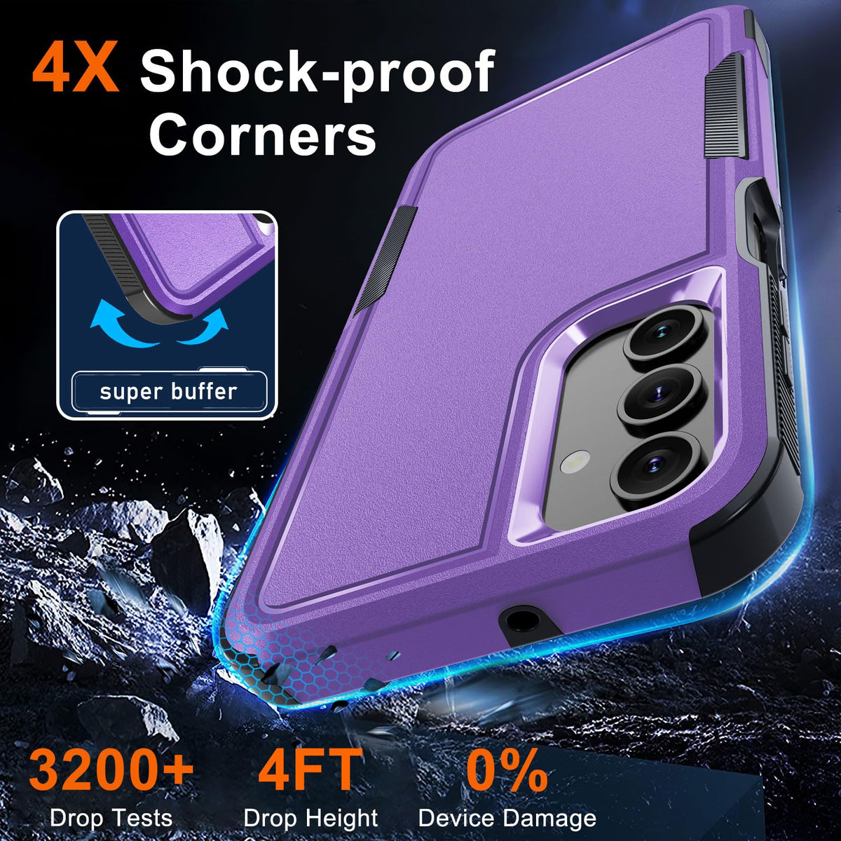 Case for Samsung Galaxy A36/A56/A27,Full Body Heavy Duty Cover,Black Matte