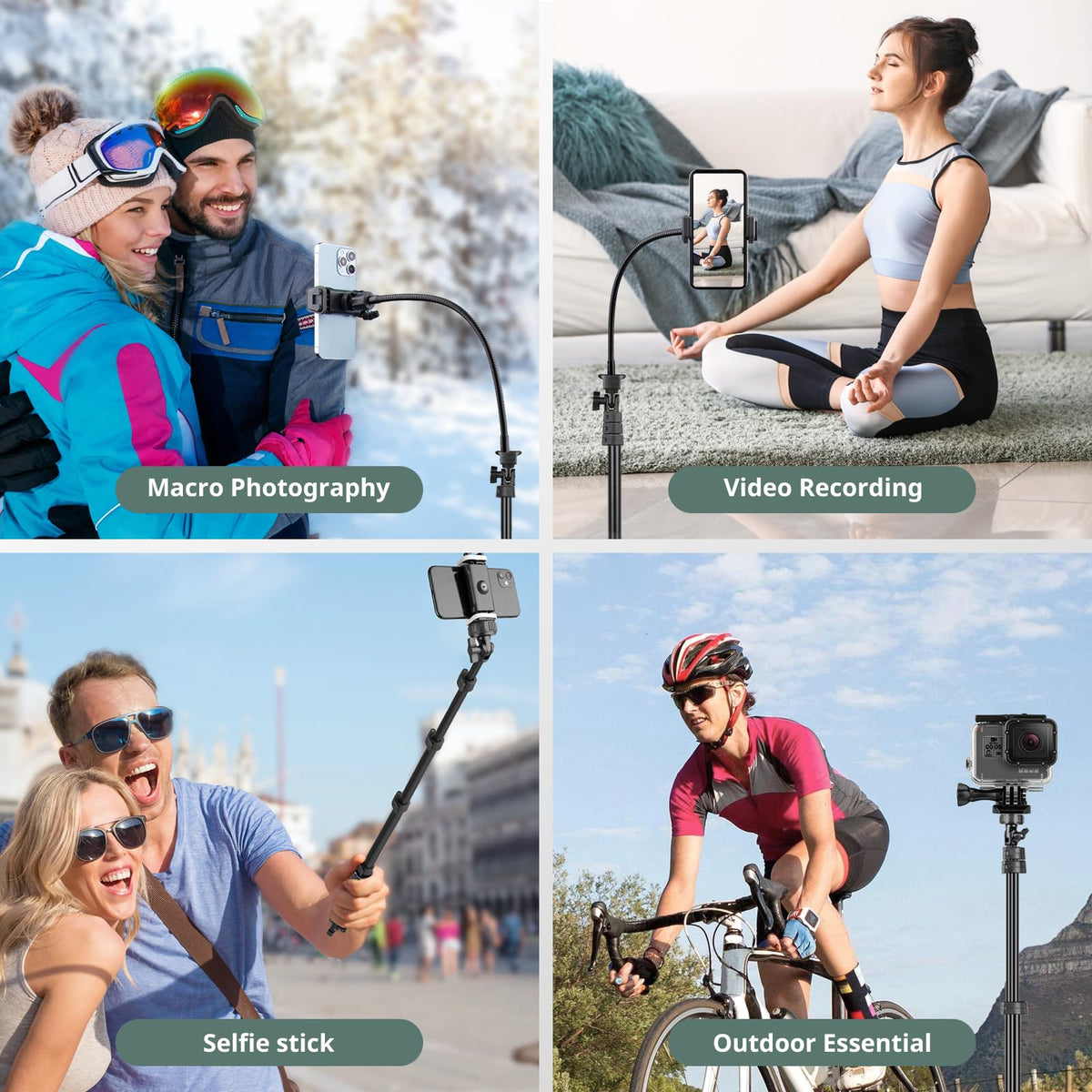 SENSYNE 62" Phone Tripod, Extendable Selfie Stick with Wireless Remote