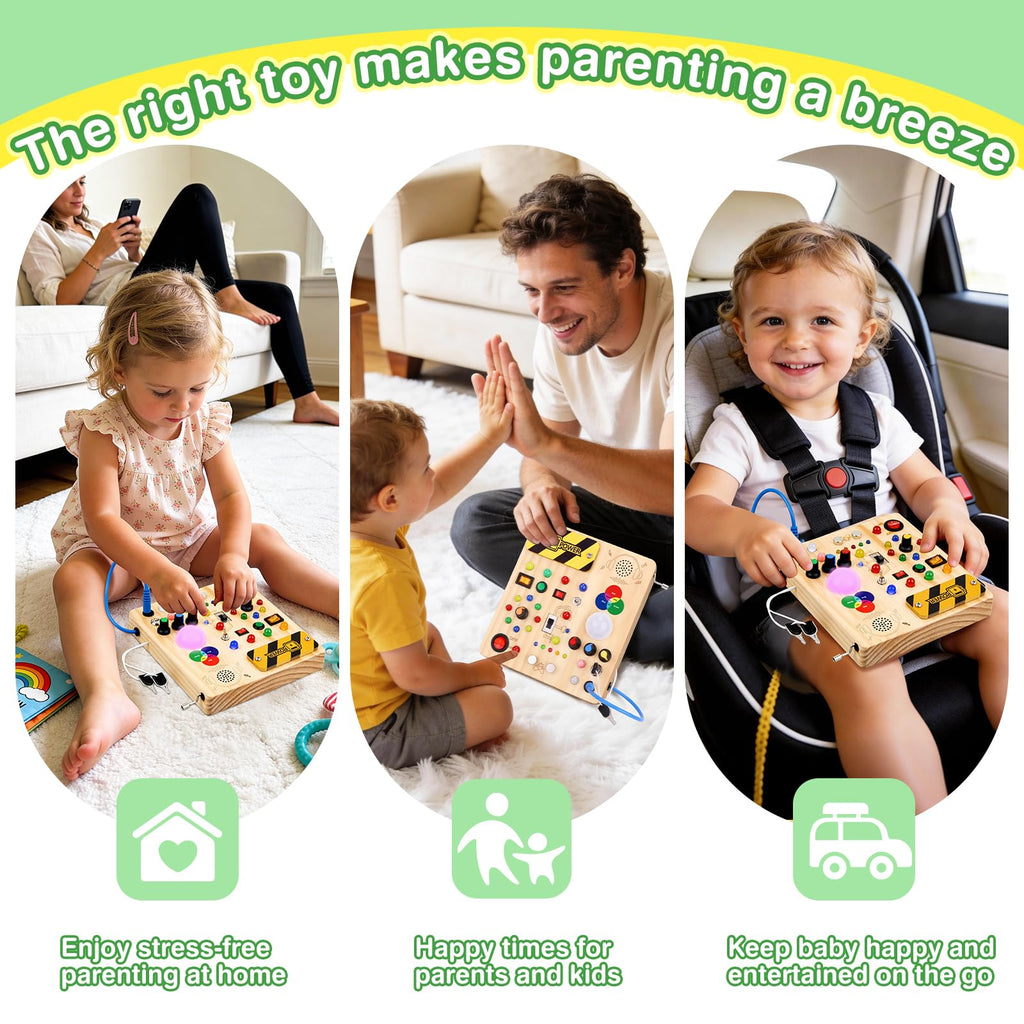 Grarain Busy Board for Toddlers - Montessori Educational Toy for 1-3 Year Old Boys & Girls | Travel-Friendly Sensory Learning Activity | Ideal for Kids with Autism(Unicorn Busy Board v2)