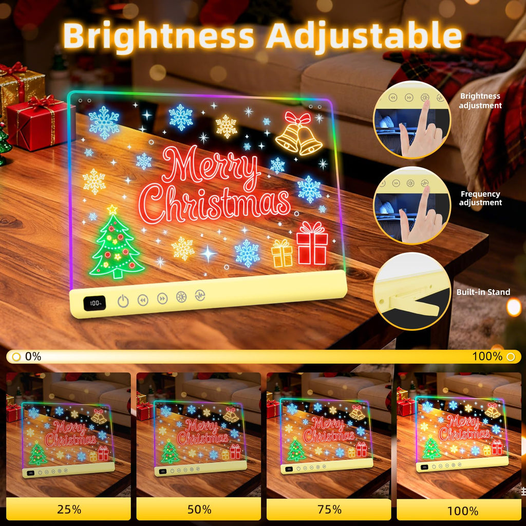 Led Drawing Board with 13 Light Effects, 16" Rechargeable Glow Doodle LED Note Board with Colors, Neon Light Up Drawing Tablet Gifts for Kids for Easter Birthday Christmas Gift Ideas