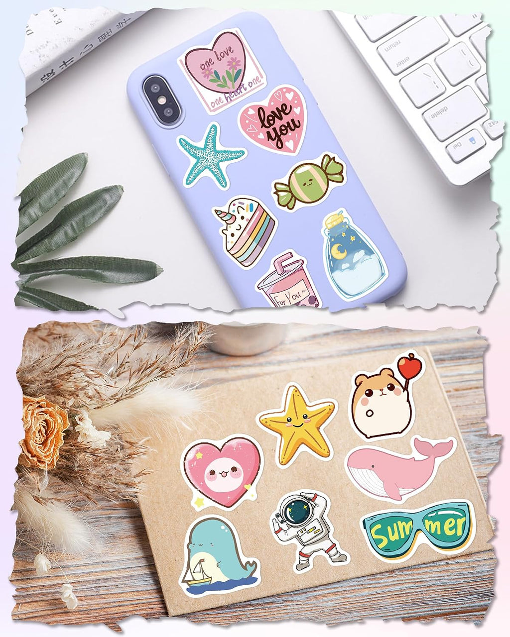 600 Pcs/Pack Water Bottle Stickers for Kids, Cute Vinyl Waterproof Stickers