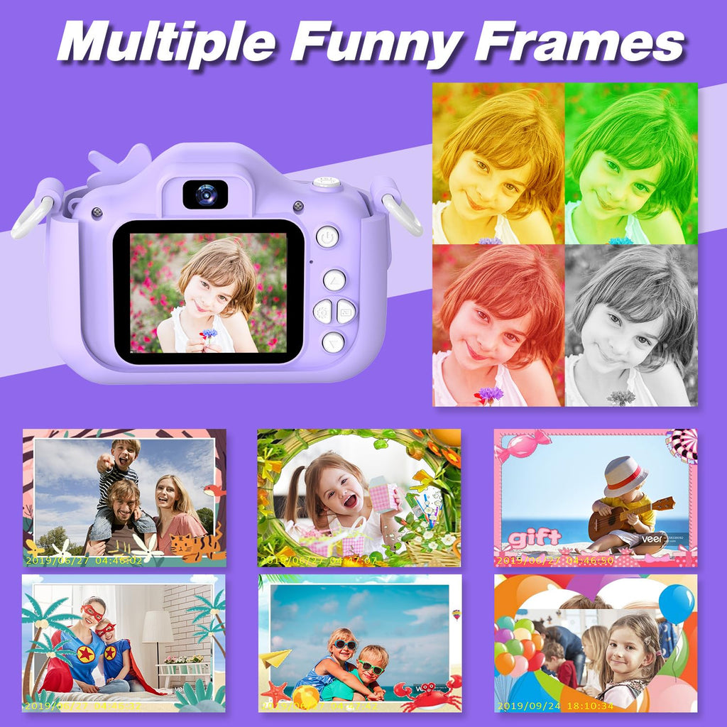 Goopow Kids Camera Toys for 3-8 Year Old Girls Boys,Children Digital Video Camcorder Camera with Cartoon Soft Cover, Best Chritmas Birthday Festival Gift for Kids