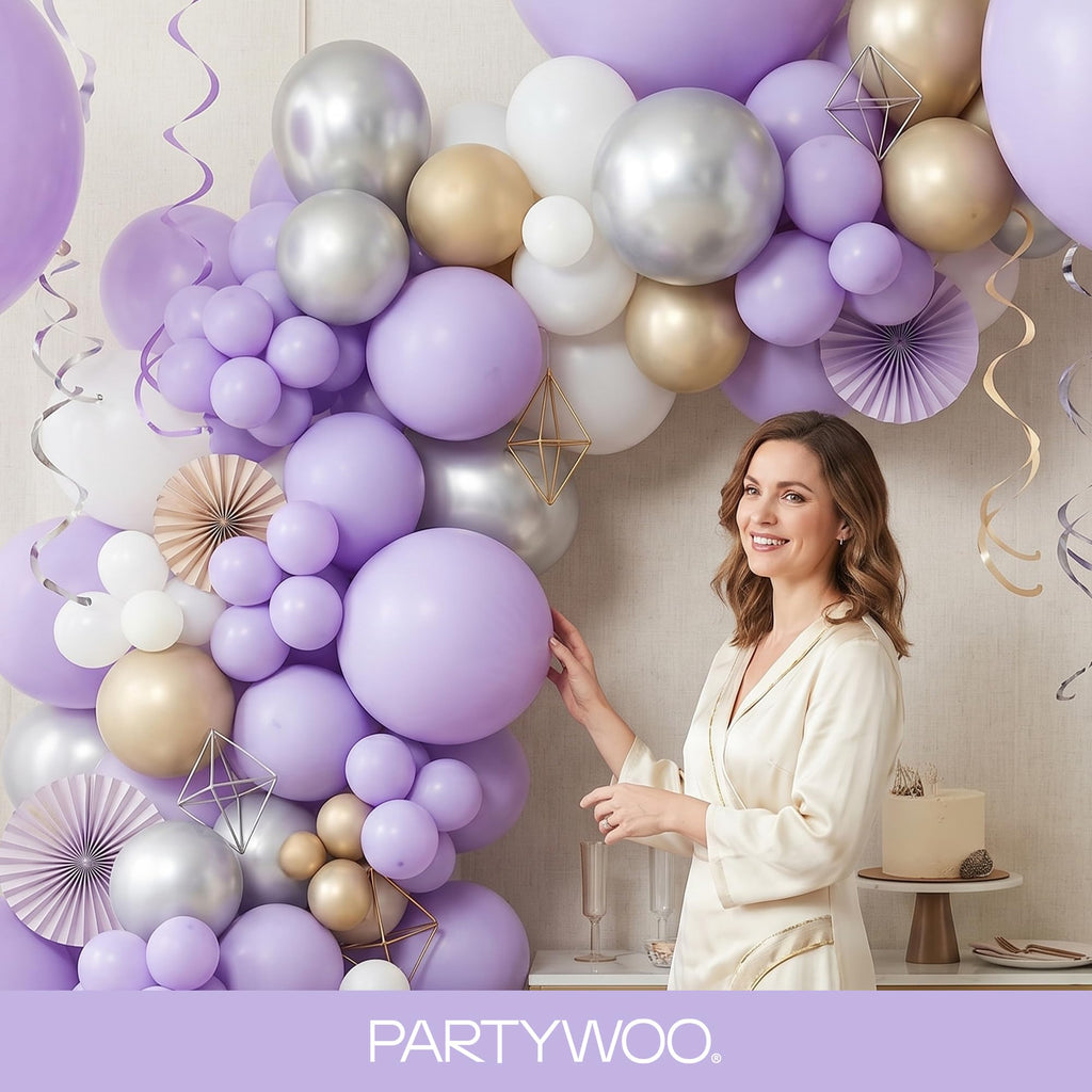 PartyWoo Lavender Balloons 127pcs Light Pastel Purple Lilac Different Sizes