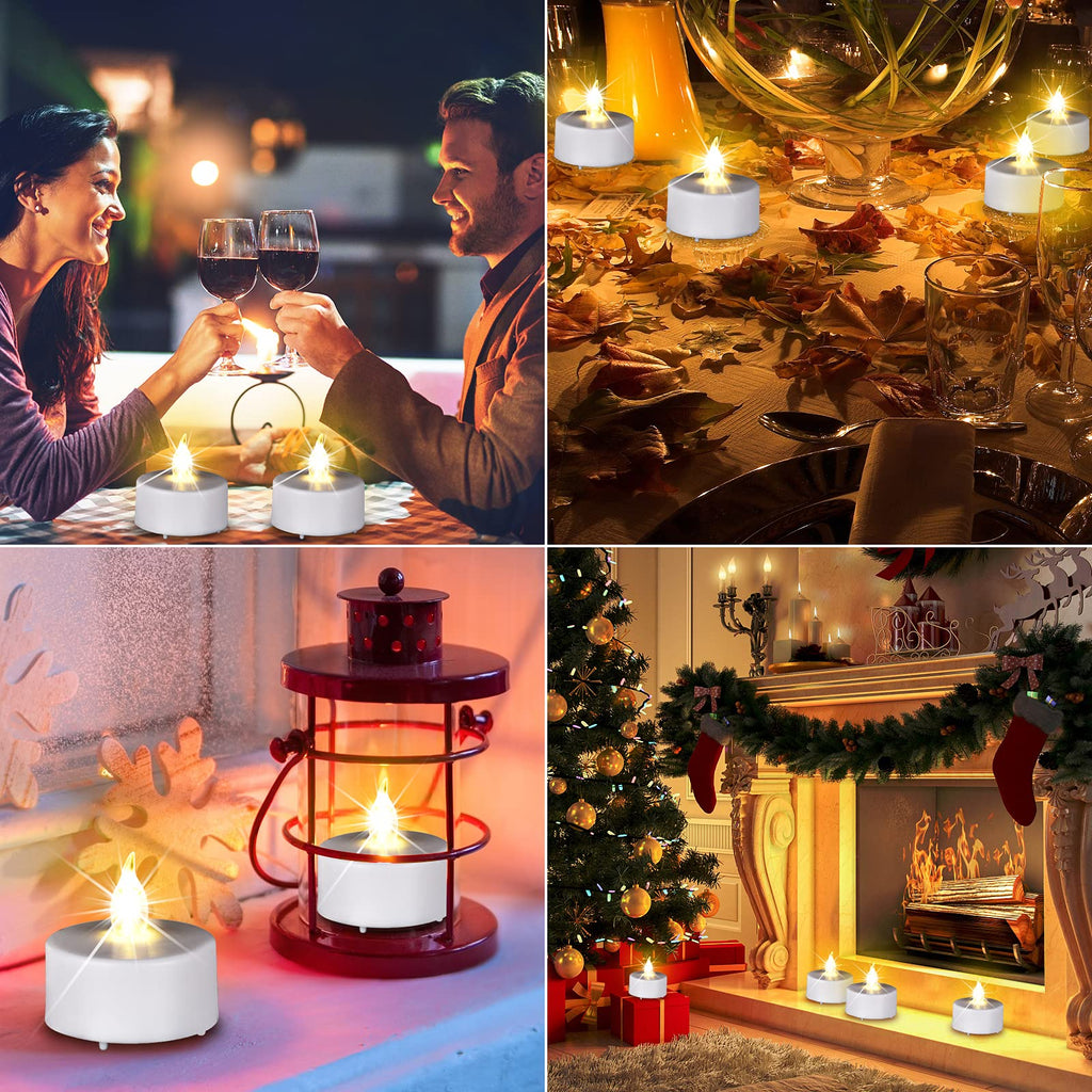 Battery Operated LED Tea Lights Flameless Flickering Candles 12PACK