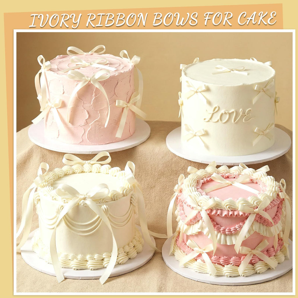 30 Pack Bow Cake Toppers Pink Ribbon Bows for Cake Back to School Decor