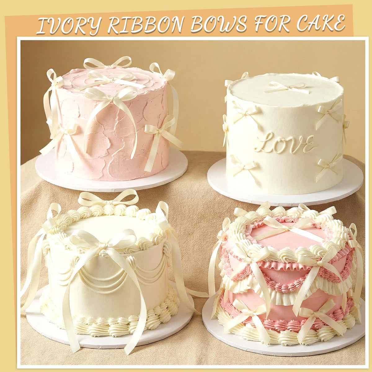 30 Pack Bow Cake Toppers Pink Ribbon Bows for Cake Back to School Decor