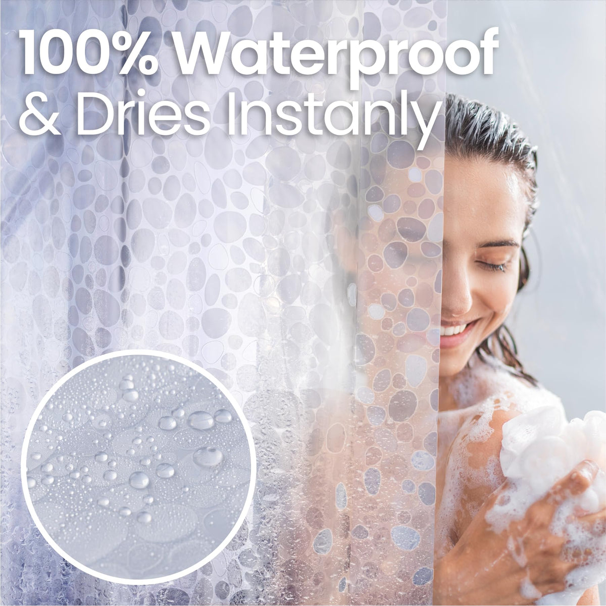 LiBa Shower Curtain PEVA 8G, 72x72 Inch Waterproof Clear