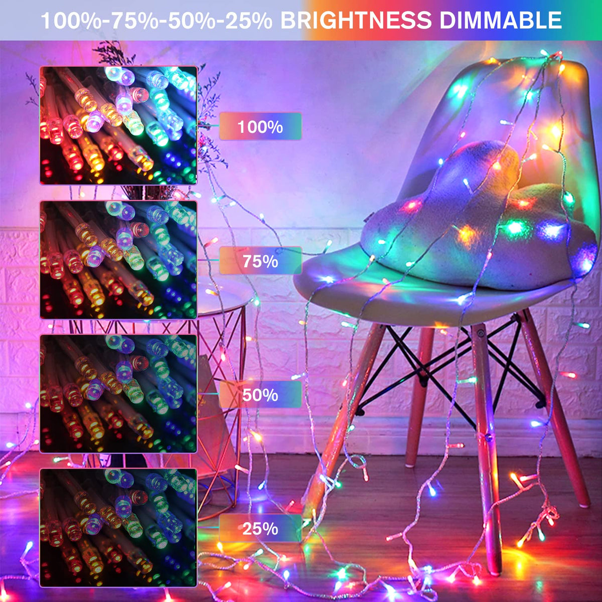 JMEXSUSS 100 LED Orange & Purple Halloween Lights Plug in