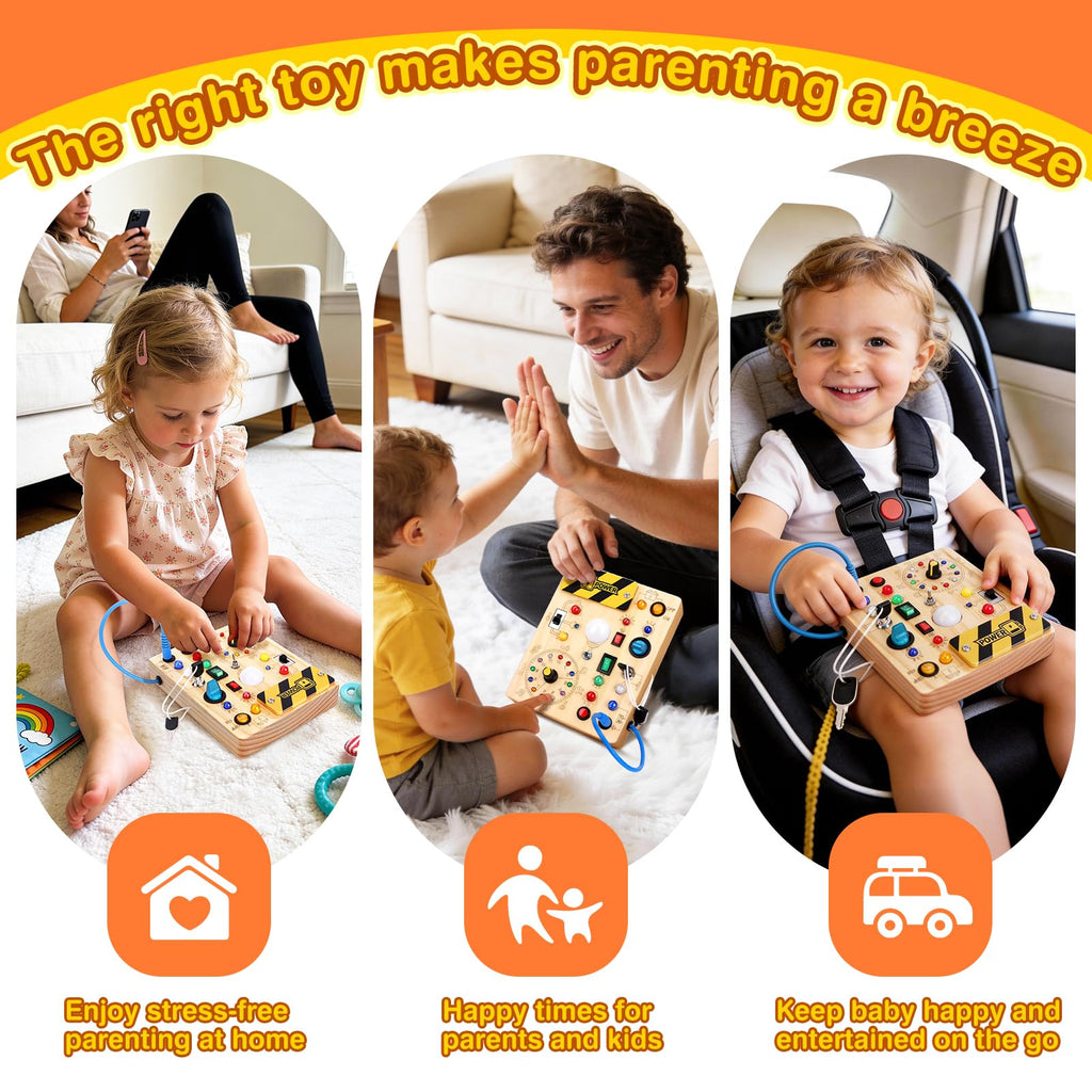 Grarain Busy Board for Toddlers - Montessori Educational Toy for 1-3 Year Old Boys & Girls | Travel-Friendly Sensory Learning Activity | Ideal for Kids with Autism(Unicorn Busy Board v2)