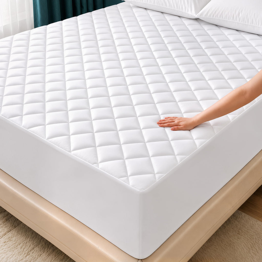 Twin Mattress Pad, Quilted Mattress Protector Topper fits 16" Deep Pocket