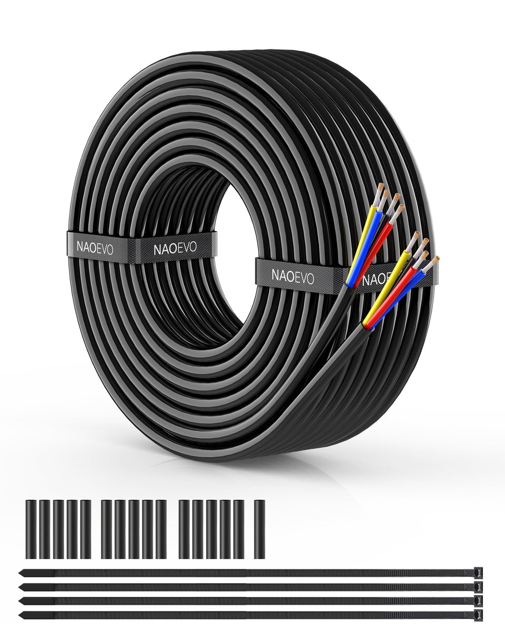 NAOEVO 16 Gauge Wire 4 Conductor, 16 Gauge Automotive Wire 12V Cable, 200FT