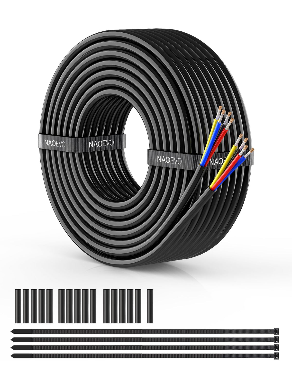 NAOEVO 16 Gauge Wire 4 Conductor, 16 Gauge Automotive Wire 12V Cable, 200FT