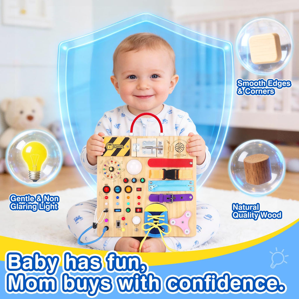 Grarain Busy Board for Toddlers - Montessori Educational Toy for 1-3 Year Old Boys & Girls | Travel-Friendly Sensory Learning Activity | Ideal for Kids with Autism(Unicorn Busy Board v2)
