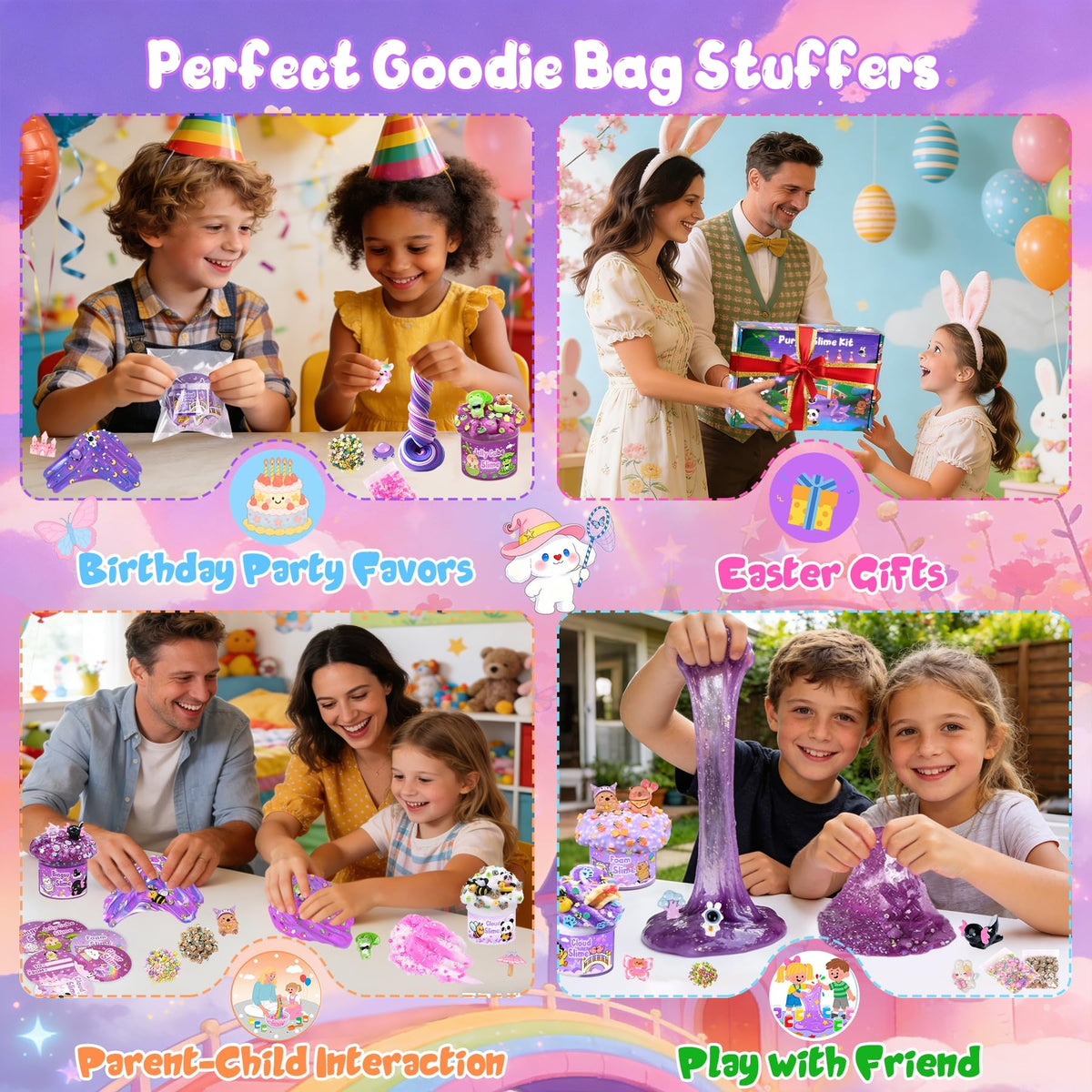 6-Pack Pink Slime Kit for Girls, Cloud Butter Squishy Birthday Gift Set