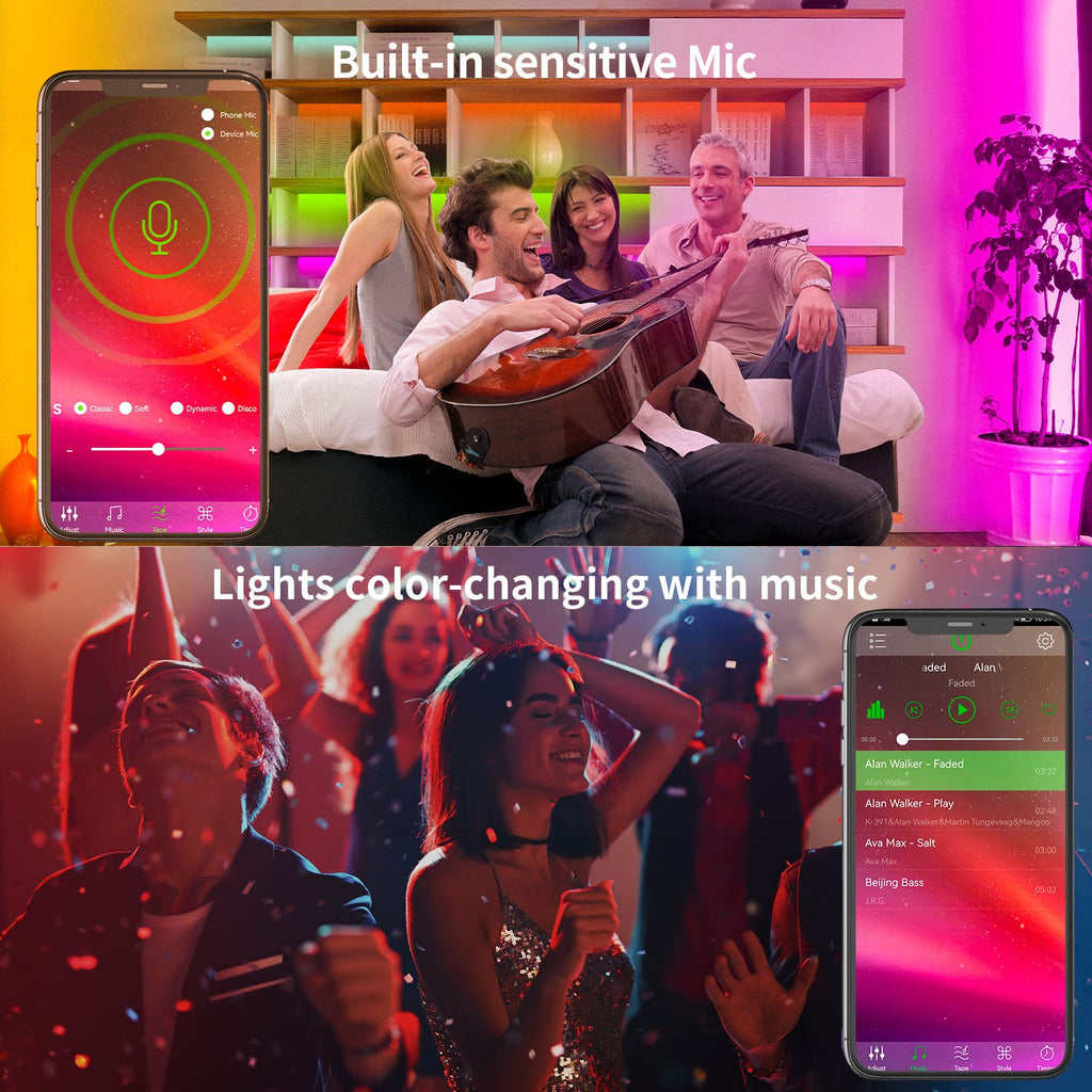 KSIPZE Led Lights for Bedroom 50ft Led Strip Lights with Remote App Control