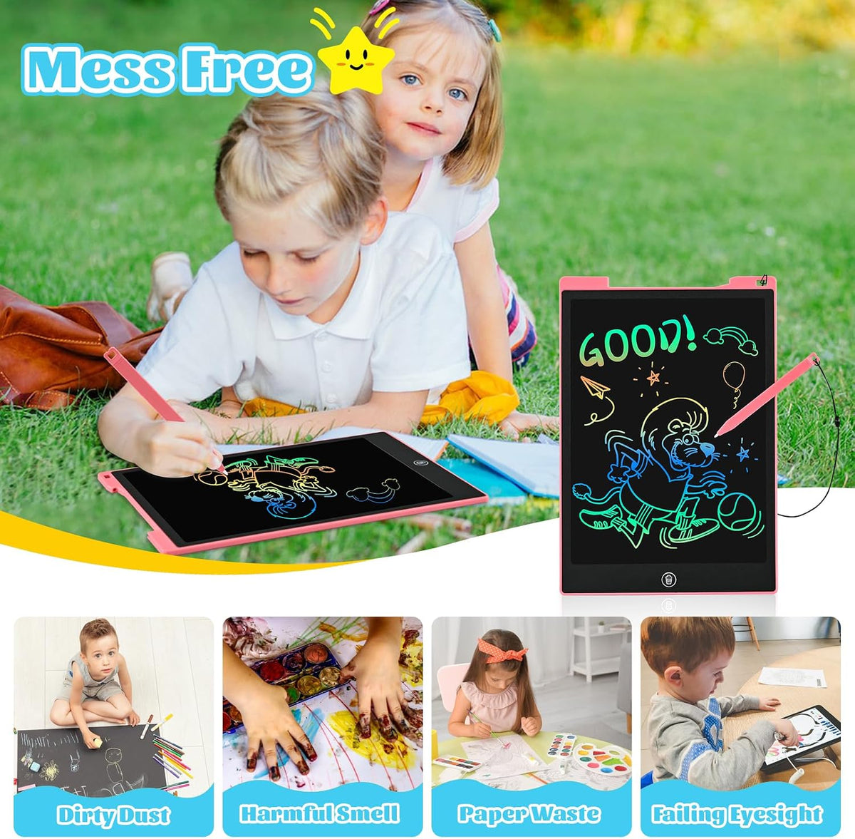 EooCoo Kids Travel Essential 12 Inch LCD Writing Tablet, 2 Pack