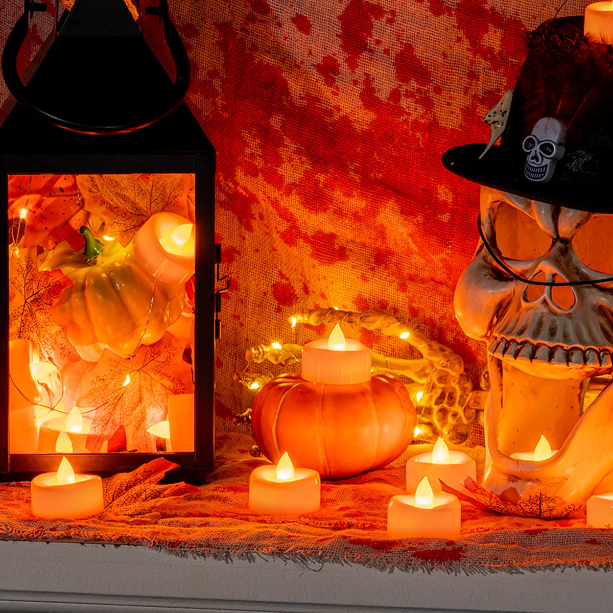 merrynights LED Candles, Tea Lights Candles Battery Operated Bulk, 24-Pack Long-Lasting 200 Hours Flameless Tealight Candles, Realistic Tea Lights for Halloween Christmas Wedding, 1.5'' D X 1.25'' H