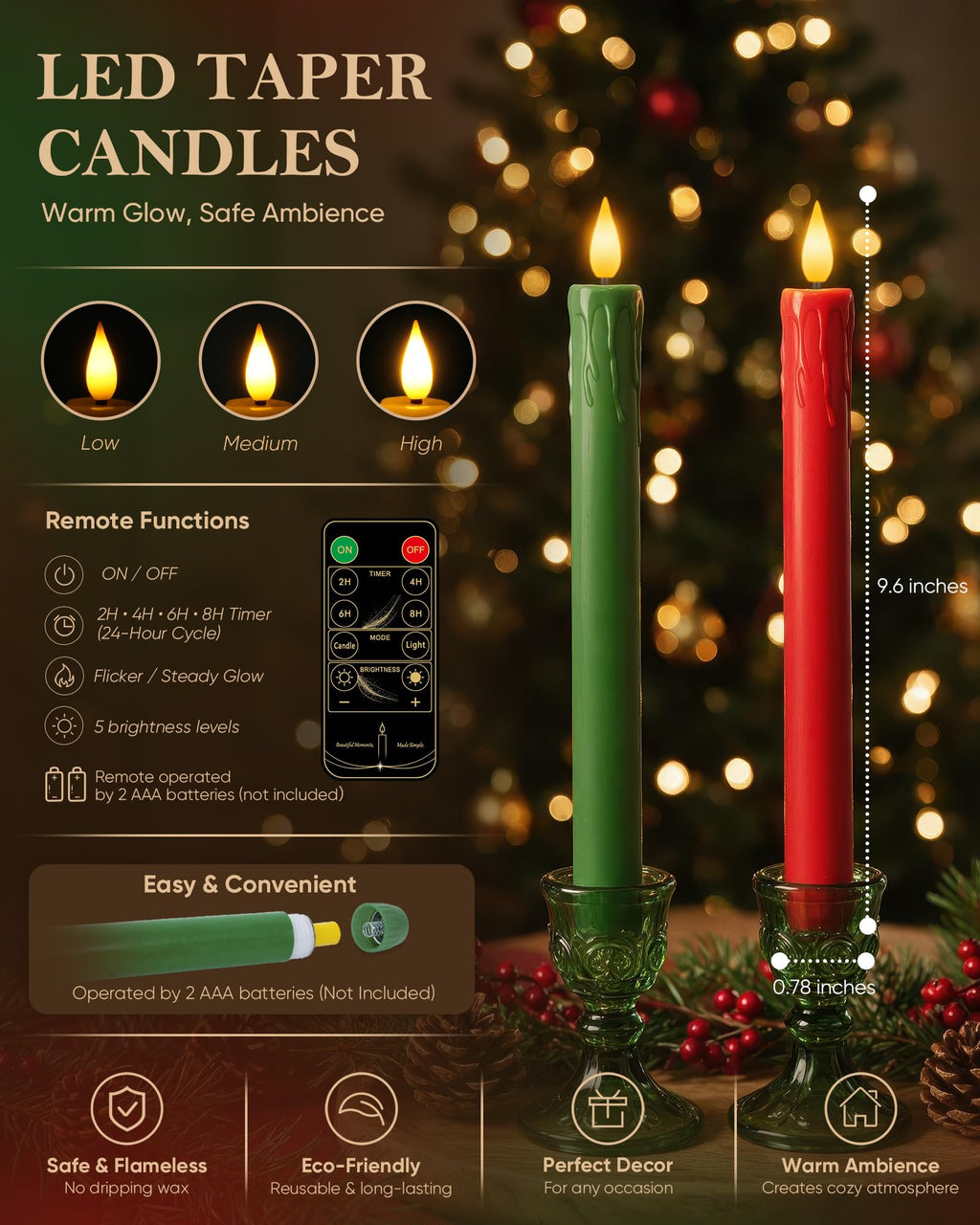 Homemory 6 Pcs Real Wax Ghost Flameless Taper Candles, 3D Wick Flickering Led Candlesticks 9.6 Inch Battery Operated with Remote & Timer, Spooky Halloween Gothic Indoor Decor