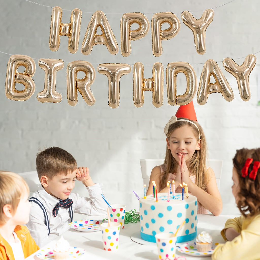 TONIFUL 16 Inch Yellow White Gingham Happy Birthday Foil Balloon