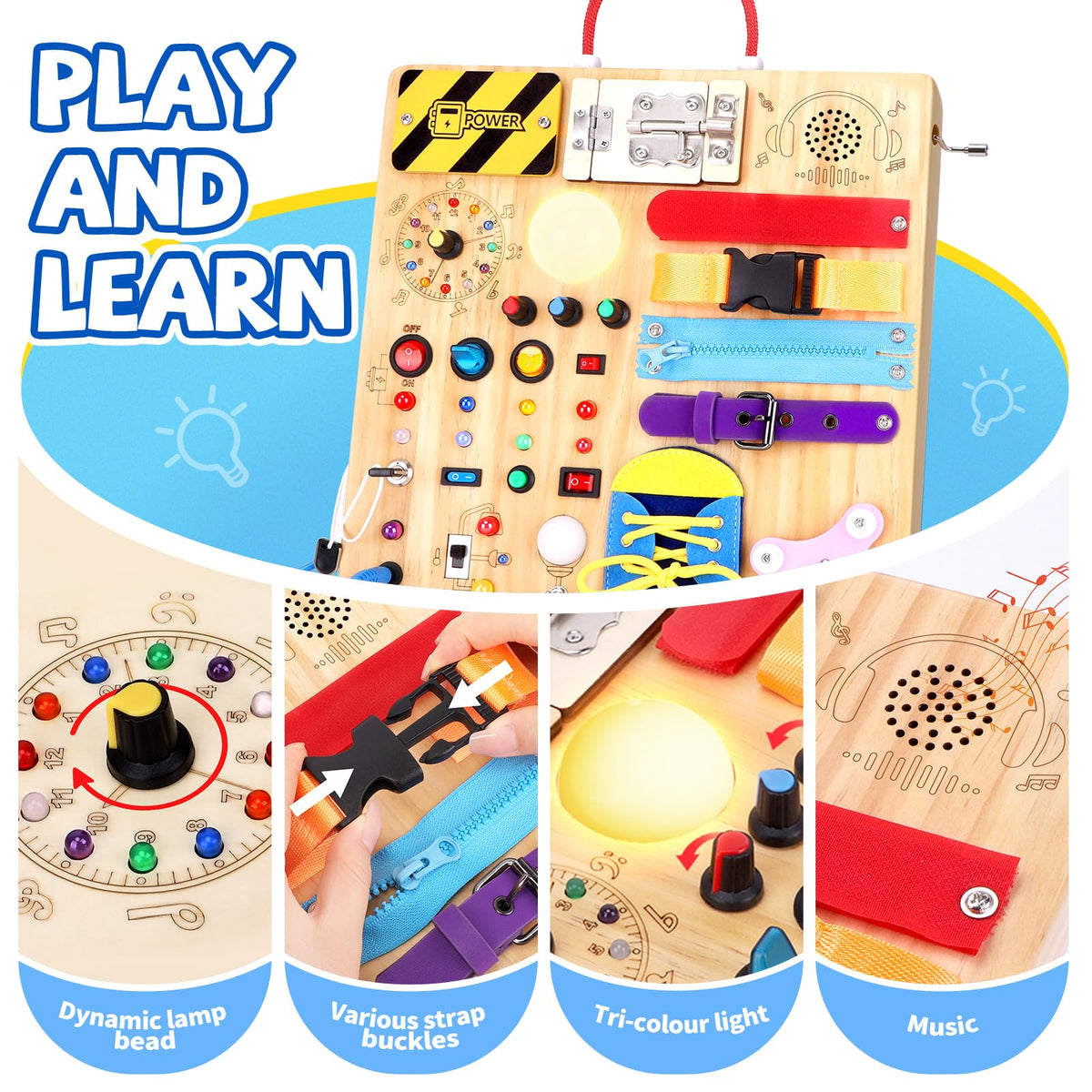 Grarain Busy Board for Toddlers - Montessori Educational Toy for 1-3 Year Old Boys & Girls | Travel-Friendly Sensory Learning Activity | Ideal for Kids with Autism(Unicorn Busy Board v2)