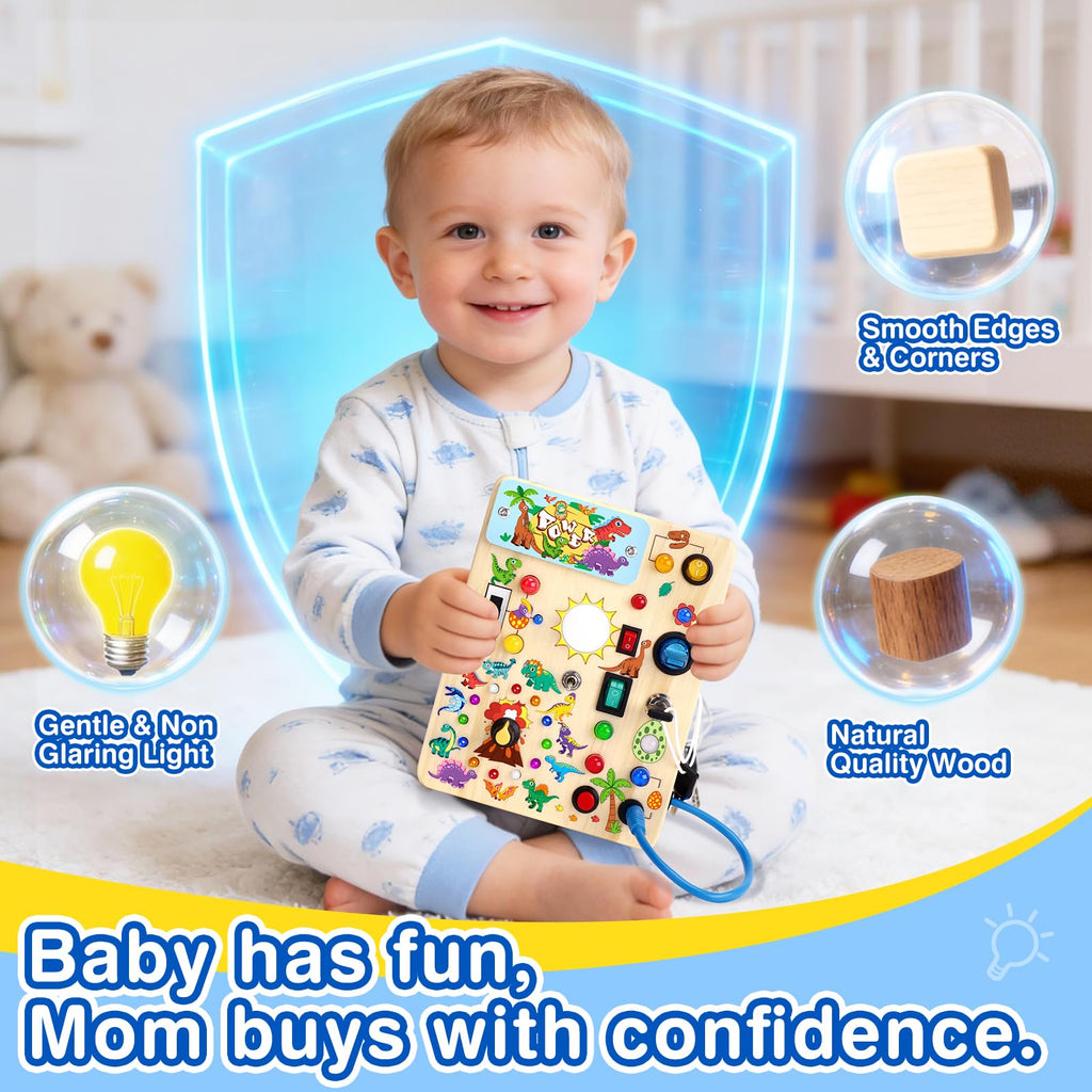 Grarain Busy Board for Toddlers - Montessori Educational Toy for 1-3 Year Old Boys & Girls | Travel-Friendly Sensory Learning Activity | Ideal for Kids with Autism(Unicorn Busy Board v2)