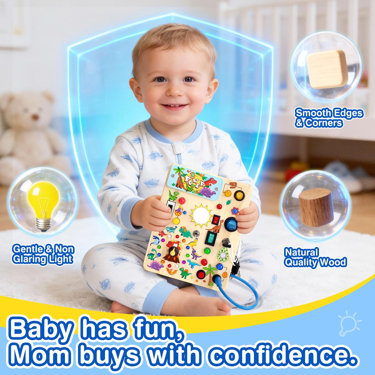 Grarain Busy Board for Toddlers - Montessori Educational Toy for 1-3 Year Old Boys & Girls | Travel-Friendly Sensory Learning Activity | Ideal for Kids with Autism(Unicorn Busy Board v2)